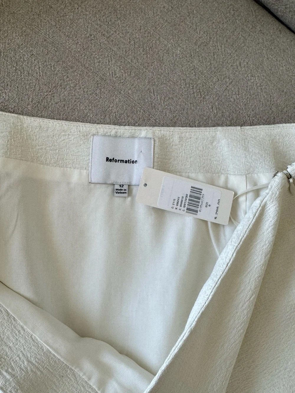 Reformation Chloe Mini Skirt Snow Ivory Size 12 NWT